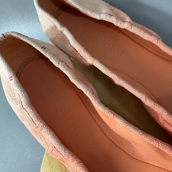 100% Authentic Louis Vuitton Two Tone Denim Buckle Scrunch Ballet Flats Size 41 - Picture 10 of 15